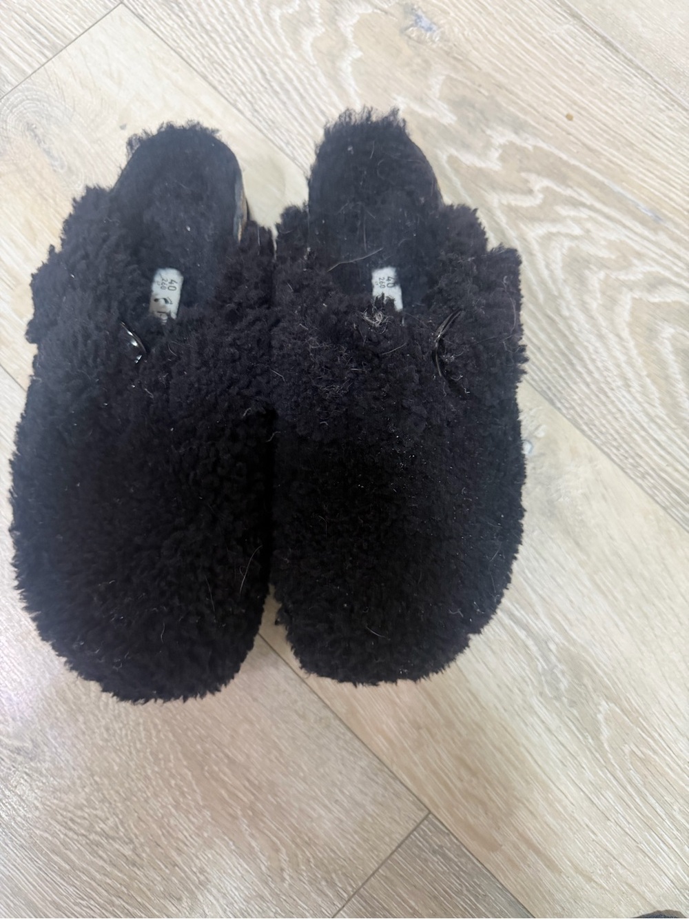 Birkenstock Women's Black Fuzzy Slip-On Clogs